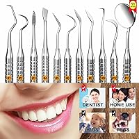 Vista 3 de Herramientas dentales, palillo dental para limpieza de dientes, kit de higiene de acero inoxidable con raspador de dientes, removedor de placa