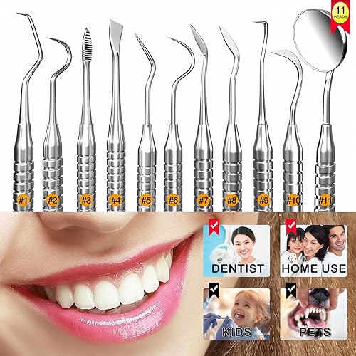 Miniatura 3 de Dental Tools, Dental Pick for Teeth Cleaning, Stainless Steel Hygiene Kit with Tooth Scraper Plaque Tartar Remover - with Case