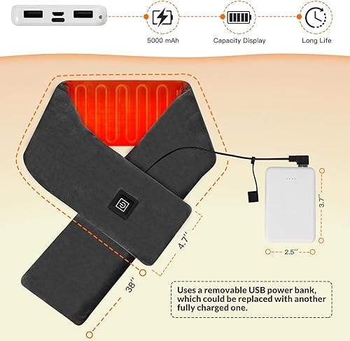 Miniatura 7 de Almohadilla térmica inalámbrica recargable para el cuello calentador de cuello de banco de energía de 5000 mAh para aliviar el dolor envoltura