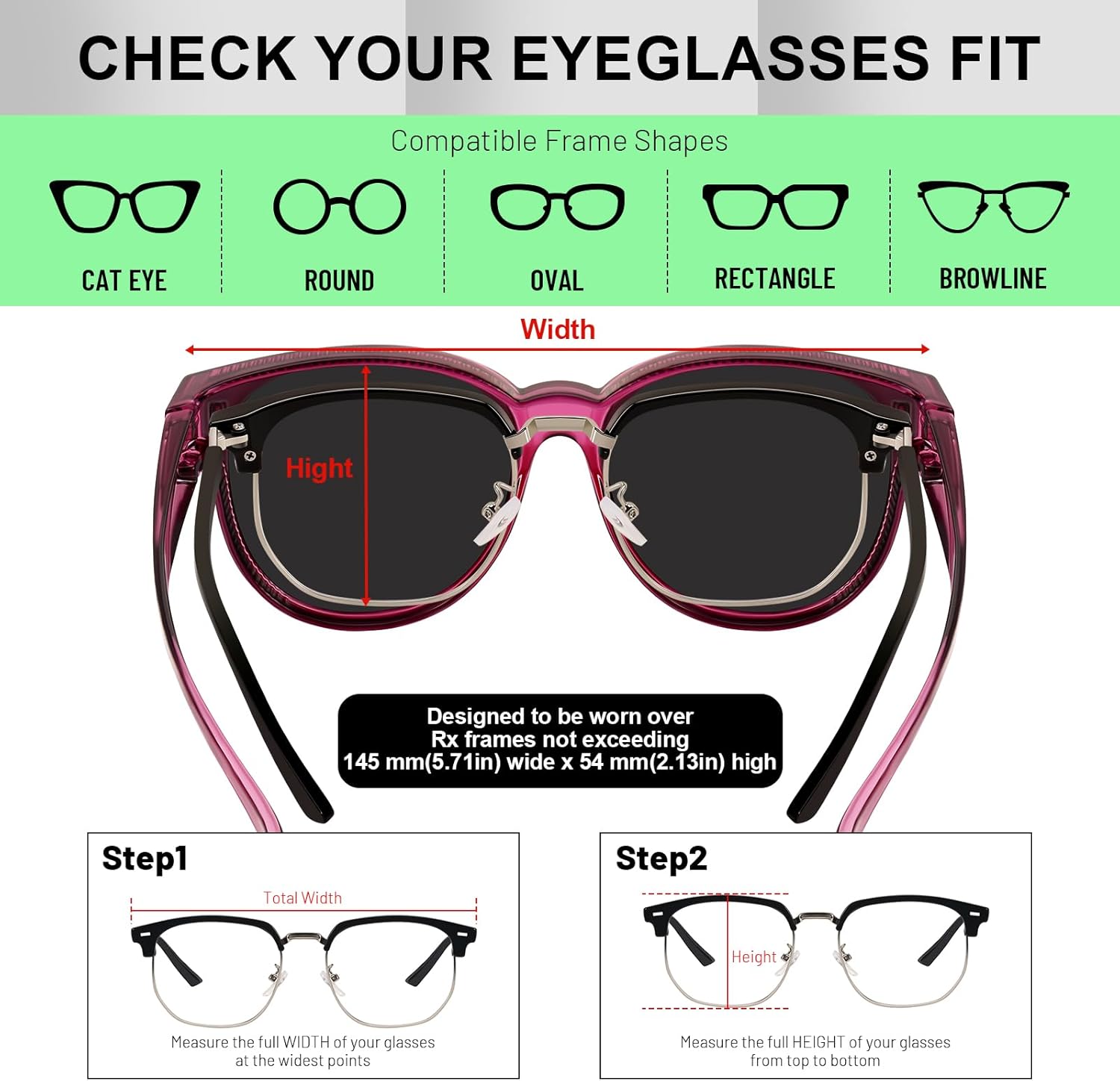 Polarized Fit Over Glasses Sunglasses for Women Stylish Large Cover Round UV400 Cat Eye Shades for go out Driving - Image 4