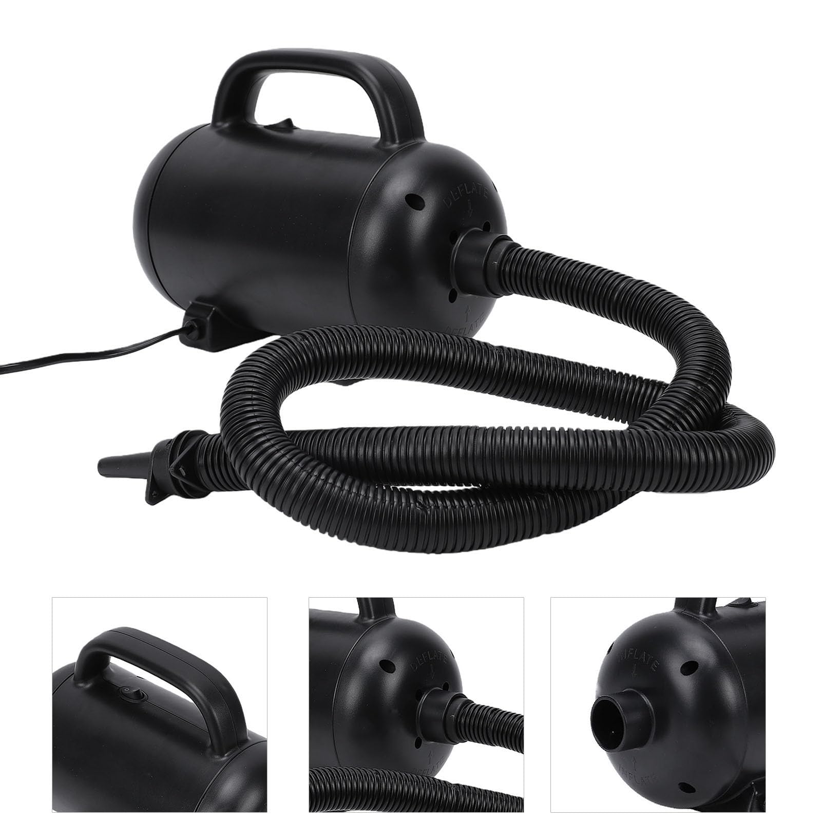 Jeffergarden Bomba Desinfladora Infladora Eléctrica de 1200W, 24000pa, 1300LPM con Manguera Extensible de 12,6-39,4 Pulgadas e Impulsor de Metal para Colchón Inflable, Barco, sofá, Flotador