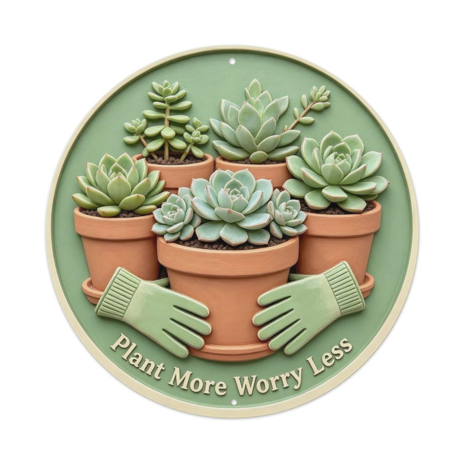 Plant More Worry Less Metal Tin Sign Plaque