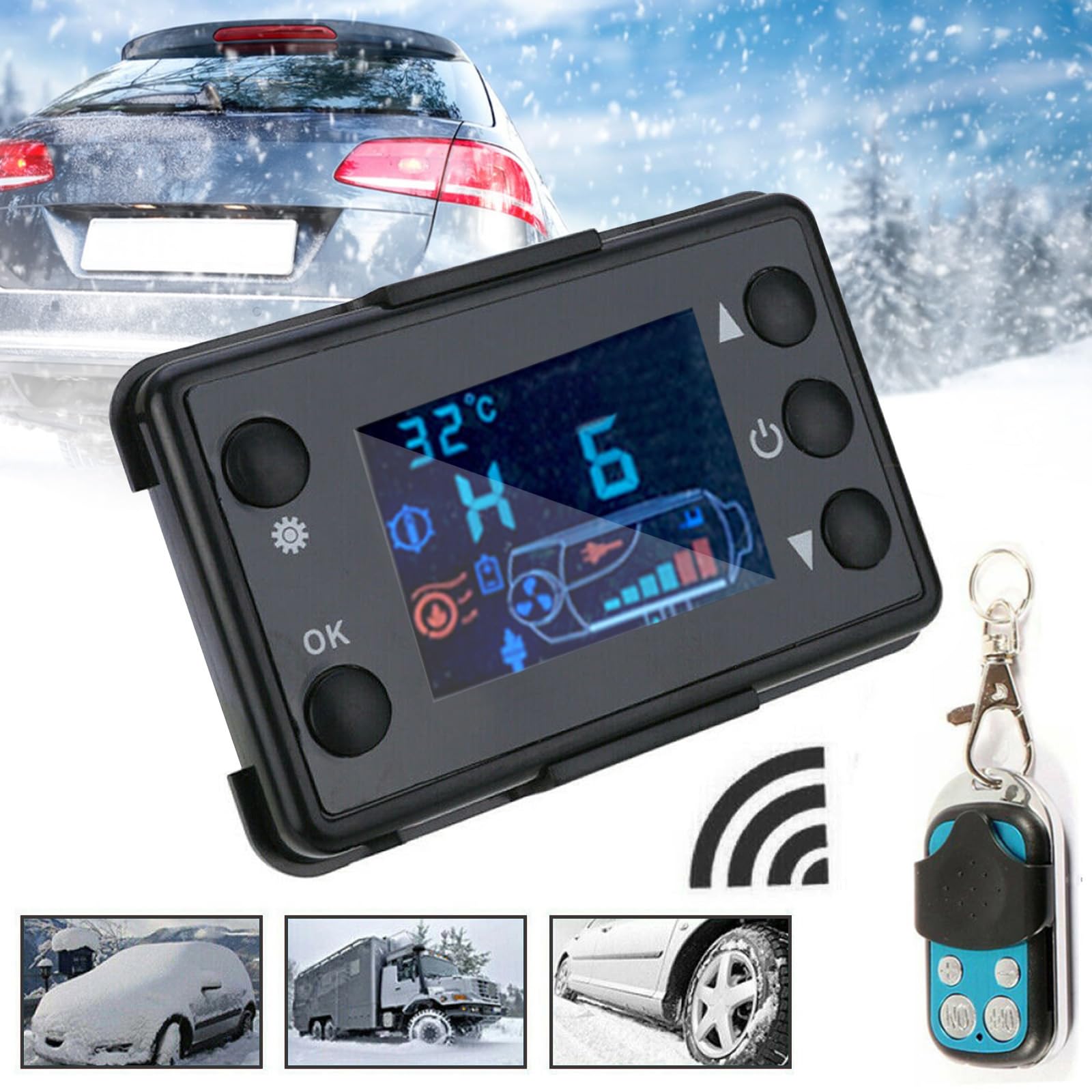 LCD Schalter Standheizung Monitor, 12V Auto Heizungsregler mit Heizung Fernbedienung mit Hauptplatine, Parkfernbedienung, für Luft Diesel Heizung, für 3KW/5KW/8KW Auto Standheizung