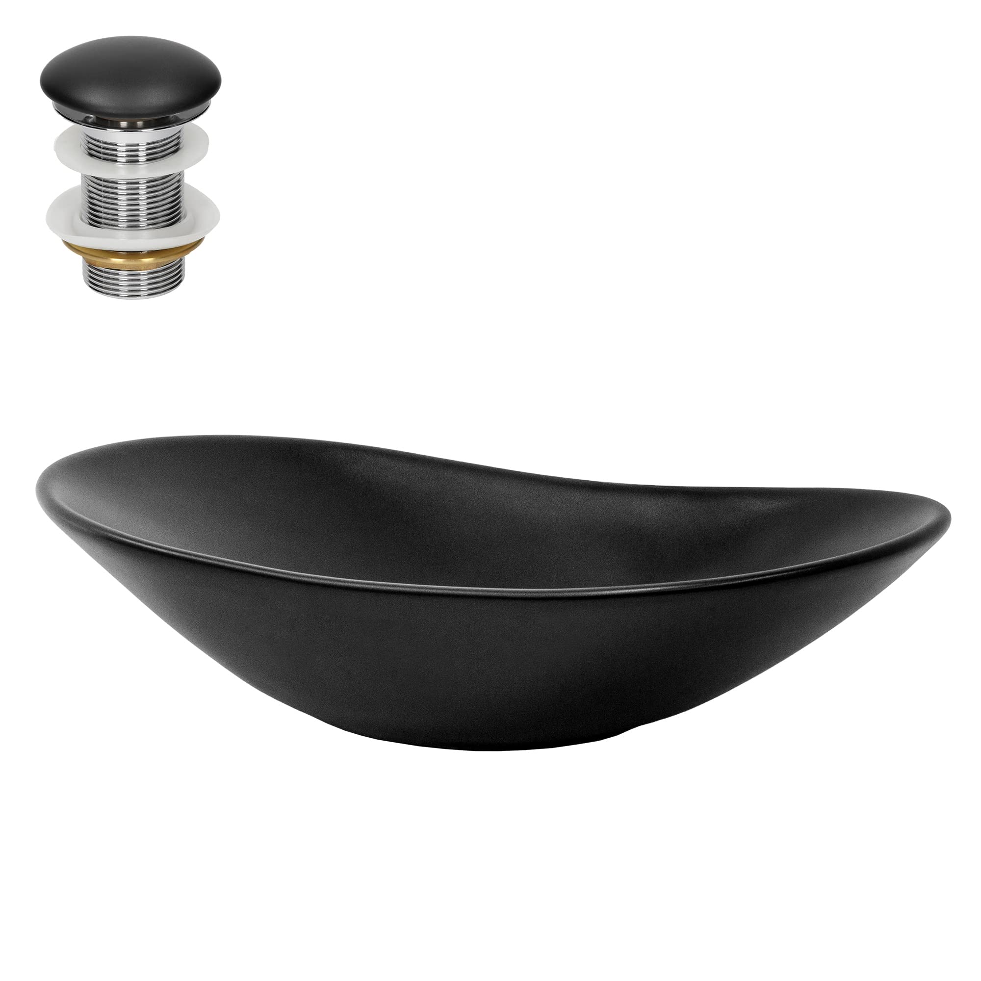 ML-Design Lavabo de Cerámica Negro Mate Redondo Ø 280 x 150 mm Con Agujero De Desagüe Lavamanos Moderno De Encimera Sobremesa De Superficie Pila Para Baño Aseo Fregadero Diseño Minimalista — view 16