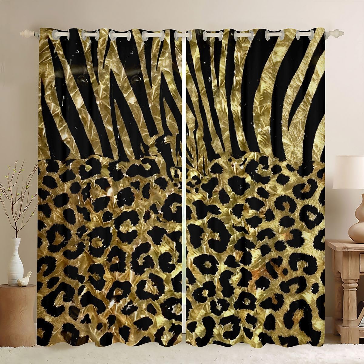 Feelyou Pink Leopard Blackout Curtains Cheetah Darkening Drapes for Bedroom Living Room Decor Wild Animal Skin Fur Thermal Insulated Shades Window Treatments, 2 Panels 38 x 54 Inch