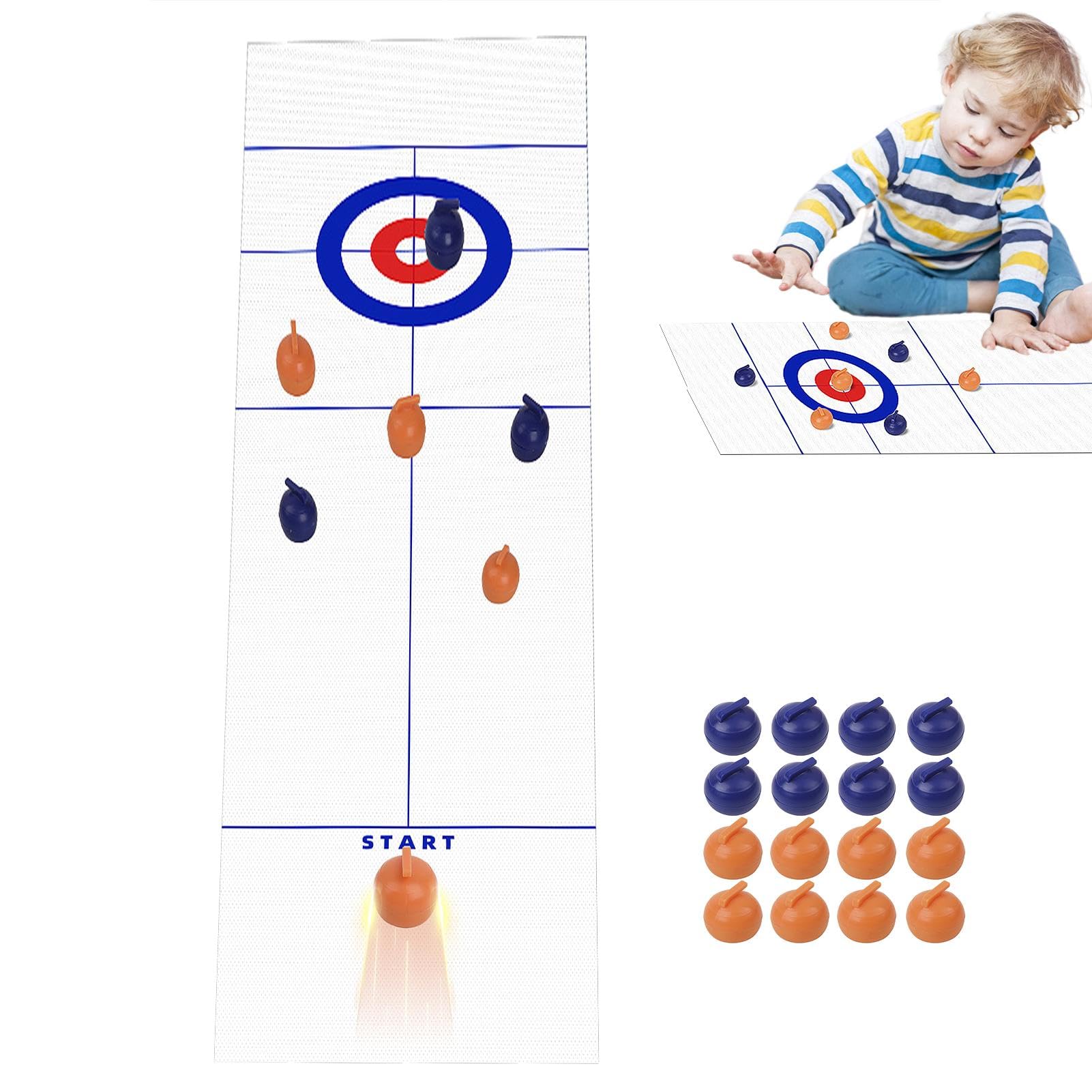 Gioco Da Tavolo Curling Per Bambini – Set Con Spazzole E Pietre, Luce Incorporata, Ideale Per Fest E Famiglia