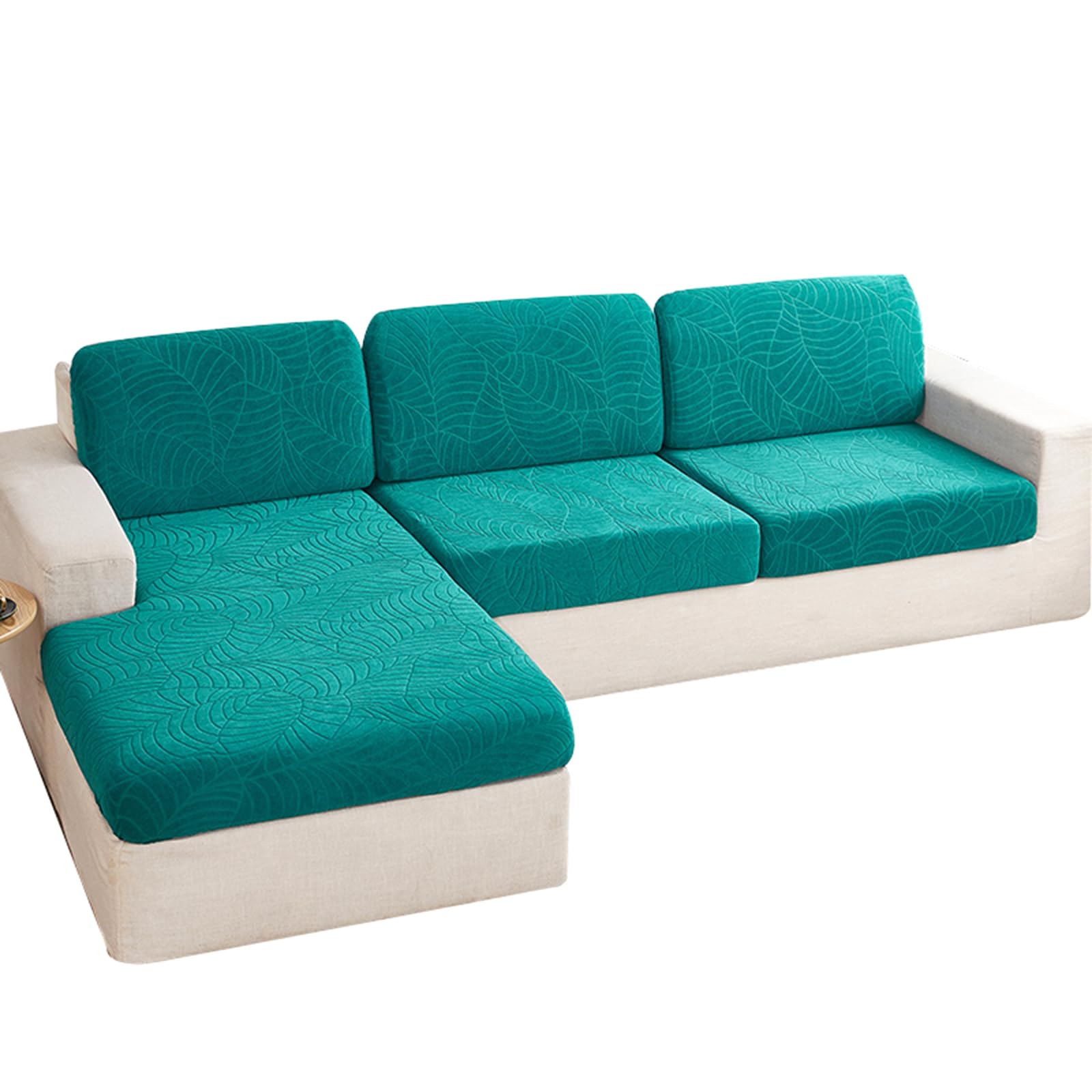 Super Stretch Sofa Seat Cushion Covers With Elastic Bottom Corner L U Shape Chaise Longue Sofa Back Cushion Cover 1 2 3 4 Seater Couch Covers For Dogs (3 Seater Cover L: 135-165cm- W: 65-95cm,Green 2)