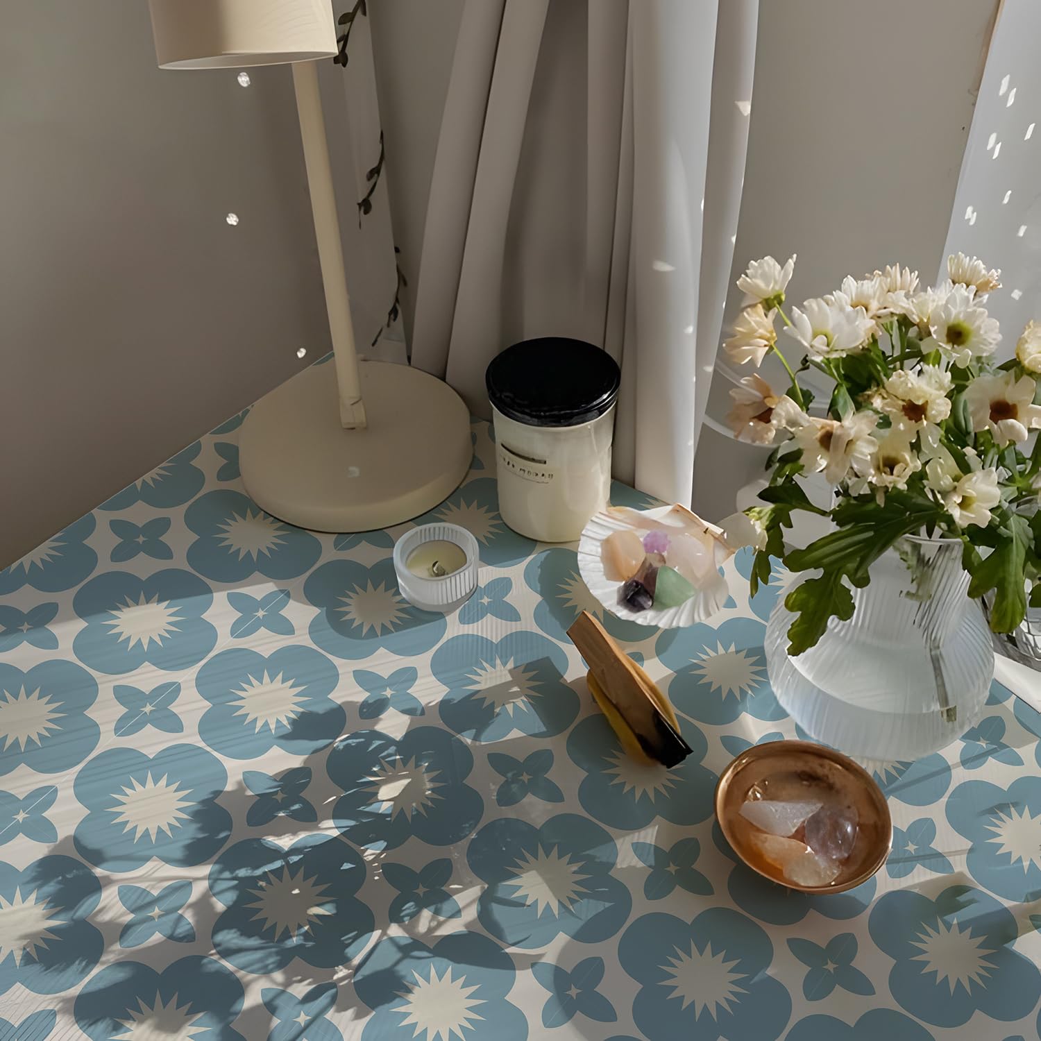 Alwayspon Tile Sticker, Blue Self Adhesive Stick on Tiles Transfer Sticker for Bathroom Kitchen, Splashback, Peel and Stick Vinyl Floor Wall Tiles Sticker, 10PcsX20cm/8inch โ image 1