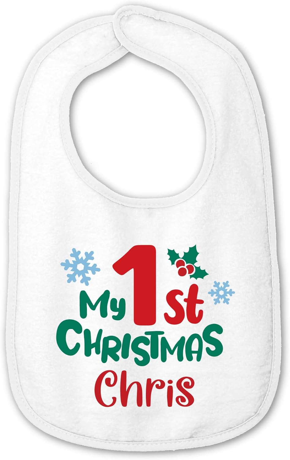 Personalized My 1st Christmas Baby Bib – Soft Cotton Terry Bib for Newborns & Toddlers