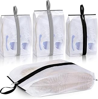 MISSLO Clear Shoe Bags for Travel 4 Pack Shoe Bags for Storage Waterproof Sneaker Travel Organizer Portable Boots Pouch with Sturdy Zipper for Men & Women, Large and XX-Large