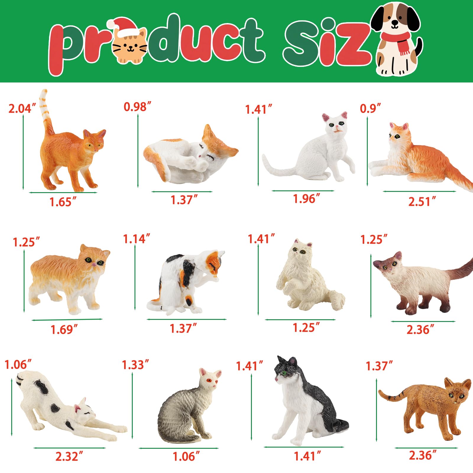 Weihnachts-Adventskalender 2025, 24 Tage, Katze, Hund, Figuren, Countdown-Tier-Adventskalender für Kinder, Kleinkinder, Erwachsene, Weihnachtsgeschenke, Weihnachtsgeschenke für Jungen und Mädchen