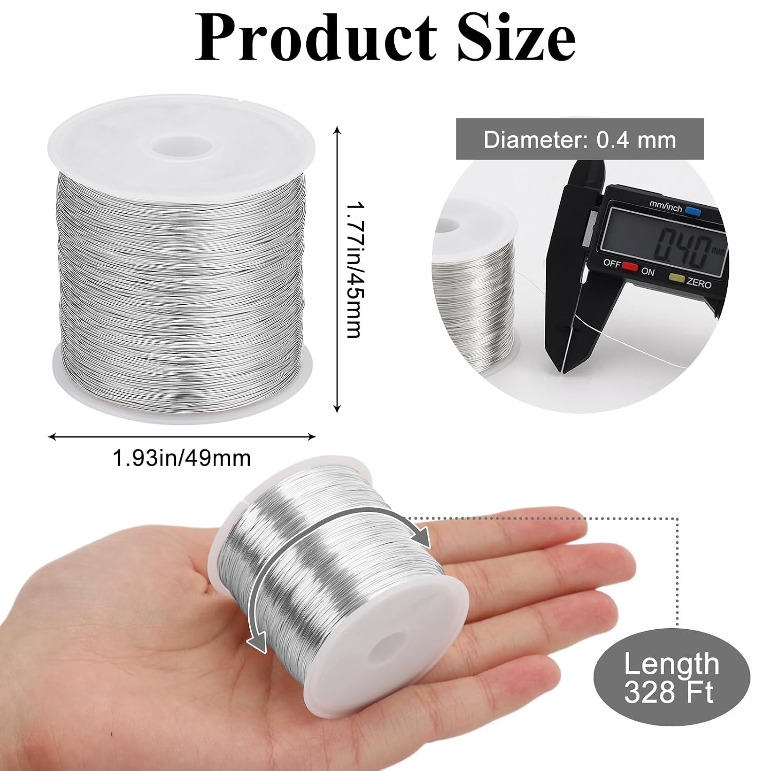 328Ft 0.4MM Jewelry Wire, 26 Gauge Tarnish Resistant Beading Wire for Jewelry Making Supplies and Crafting, Copper Beading Wires for Bracelet Making and DIY Artwork (Silver)