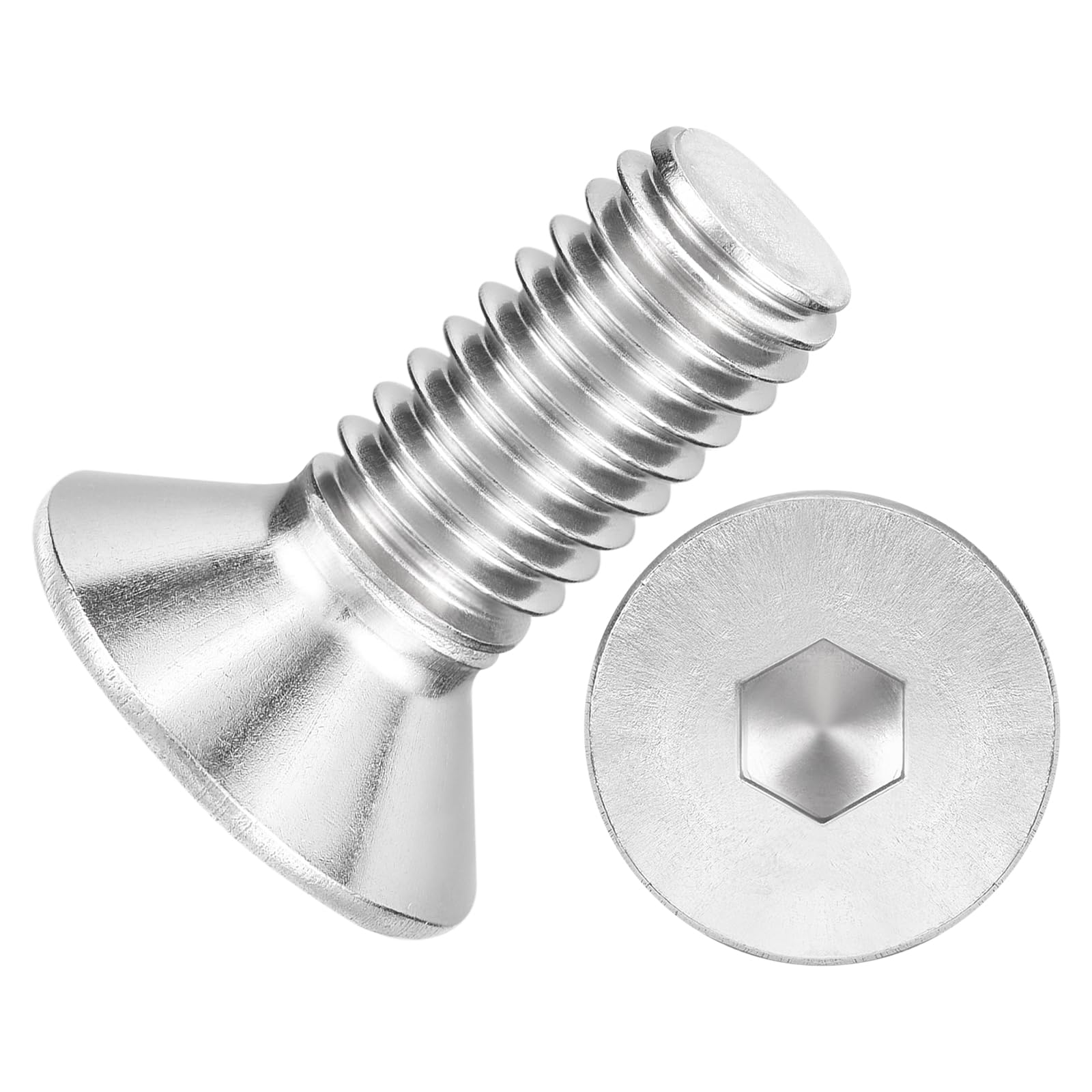 Kozelo 120Pcs Flat Head Socket Cap Screws - [M3-0.5 x 8], 304 Stainless Steel 18-8 Countersunk Bolts, Silver, for Automotive, Furniture Repair, Industrial Equipment & Temporary Fixes