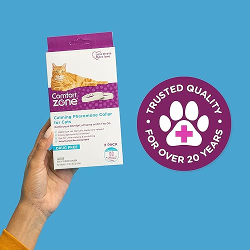 Miniatura 7 de Comfort Zone Paquete económico de collar calmante para gatos: 4 collares calmantes de 30 días para 120 días de calma; las feromonas para gatos