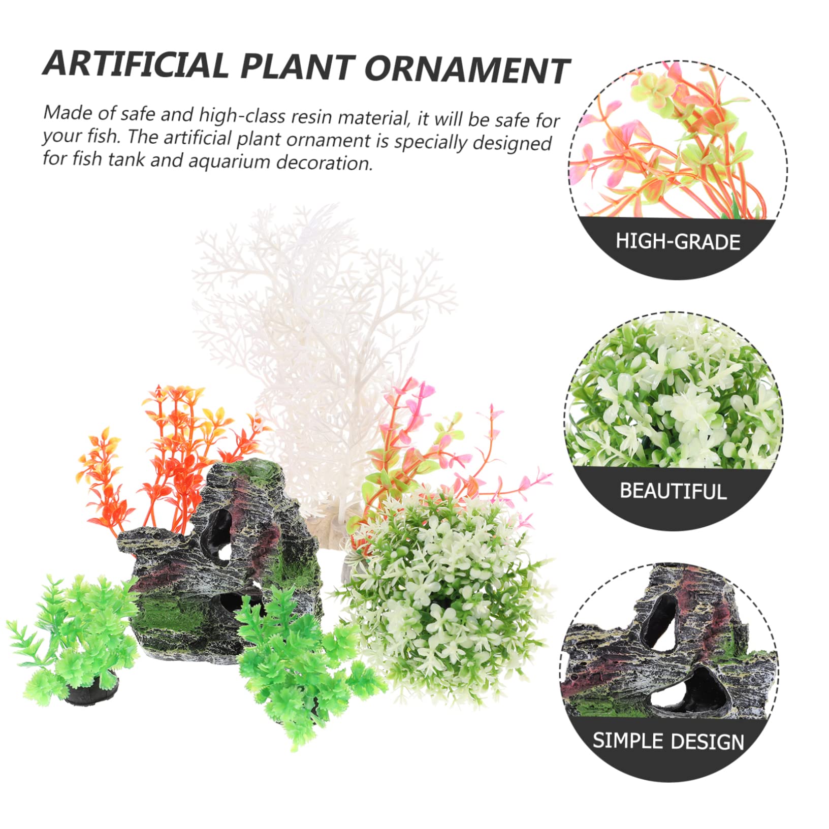 Happyyami 5juegos Plantas Artificiales para Acuarios Decoración De Acuario Ornamentales De Agua Simuladas para Peceras y Paisajismo De Decoración Natural para Peces