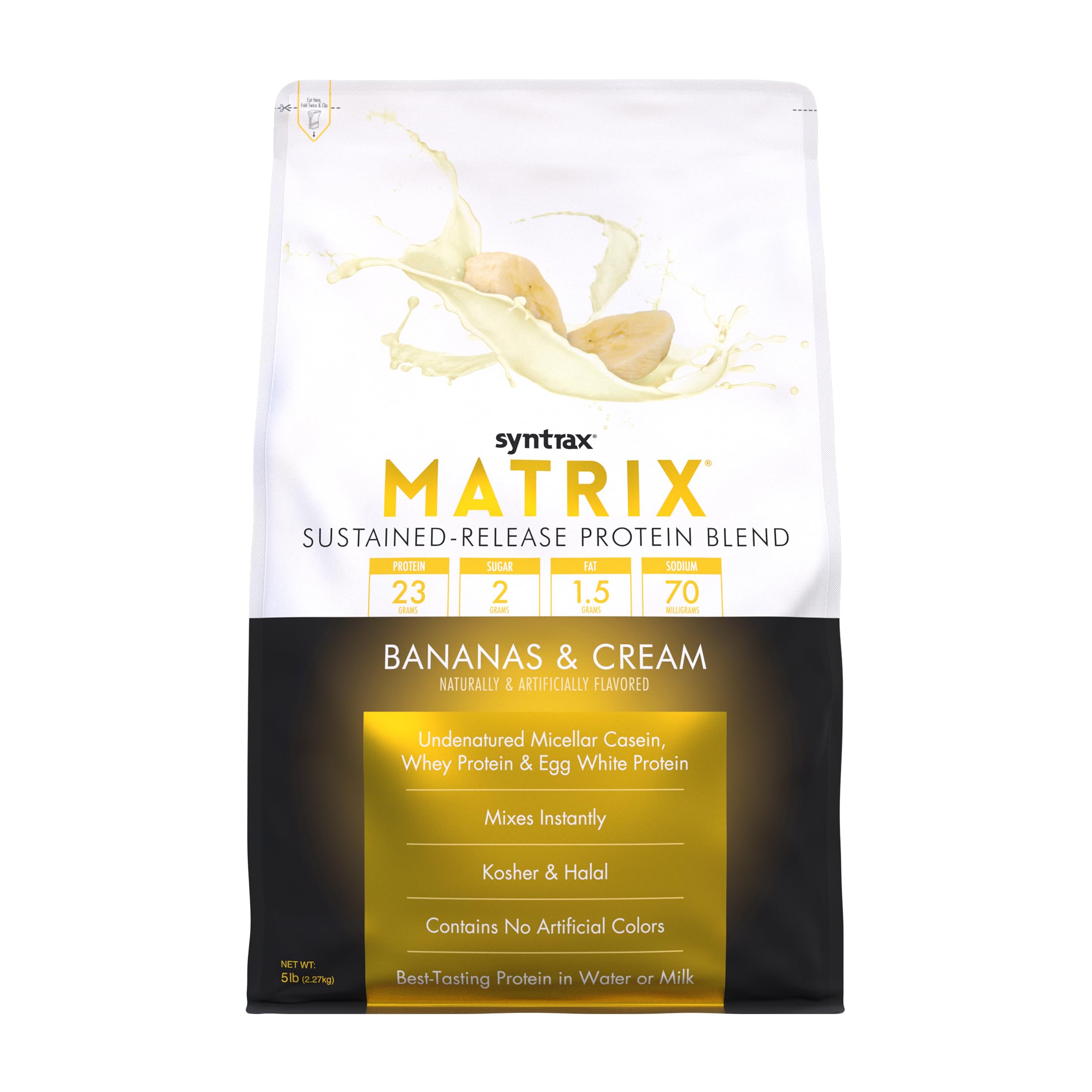 Syntrax Nutrition Matrix Protein Powder, Sustained-Release Blend, Bananas & Cream, 5 lbs.