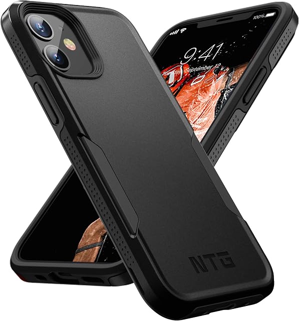 NTG [1st Generation] Designed for iPhone 12 Case & iPhone 12 Pro Case, Heavy-Duty Tough Rugged Lightweight Slim Shockproof Protective Case for iPhone 12 6.1 Inch,Black