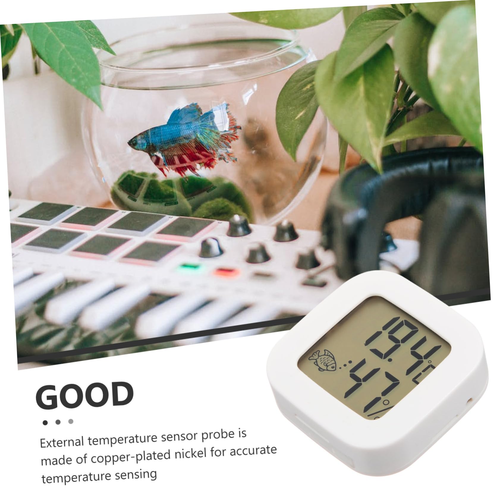 BESPORTBLE 5piezas Termómetro Digital Para Acuario Adhesivo Medidor De Temperatura Para Peceras De Agua Dulce y Salada Lecturas Precisos Cada Segundos Fácil Instalación y Portátil