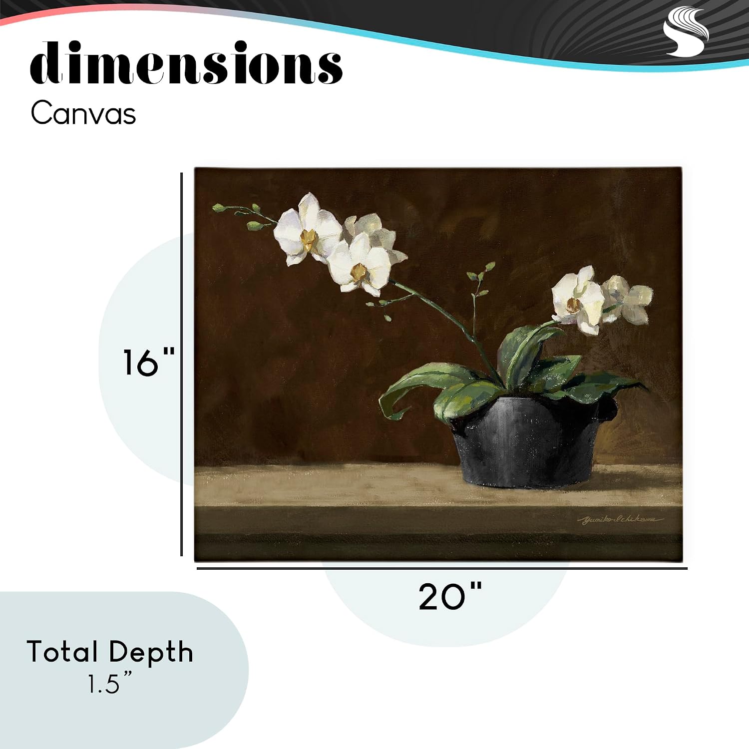 Potted White Orchid Still Life, 16 x 20 Inch Canvas Wall Art | Stupell Industries · By Yumiko Ichikawa · Ready to hang · Ideal for living room or family room · Made in USA