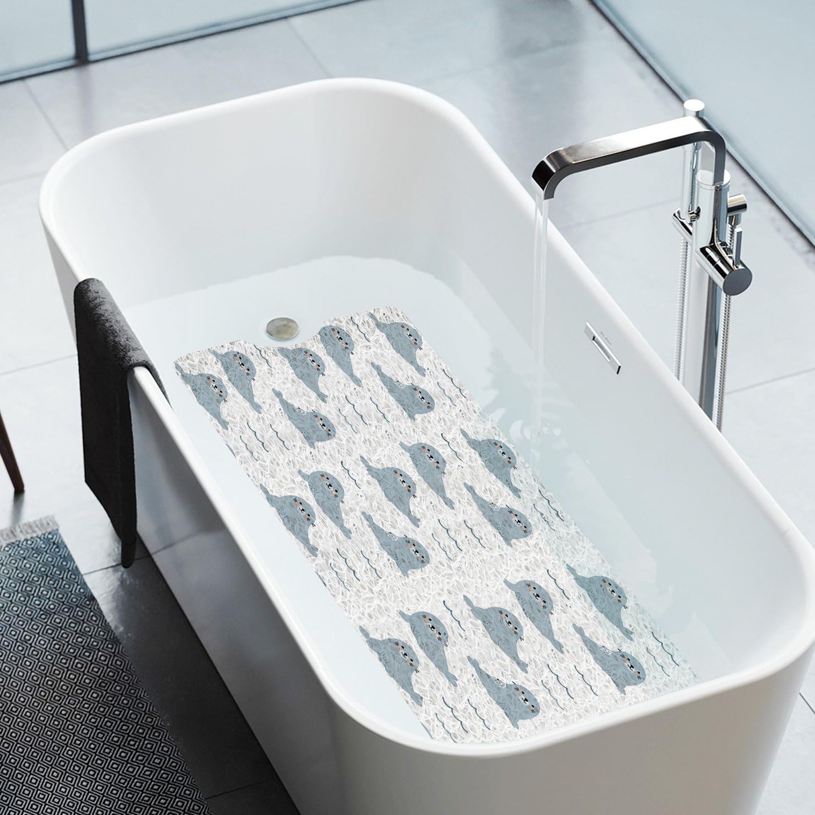 Shower Mat Bathtub Mat 80x80cm Non-Slip Quick Drying PVC Loofah Bathmat