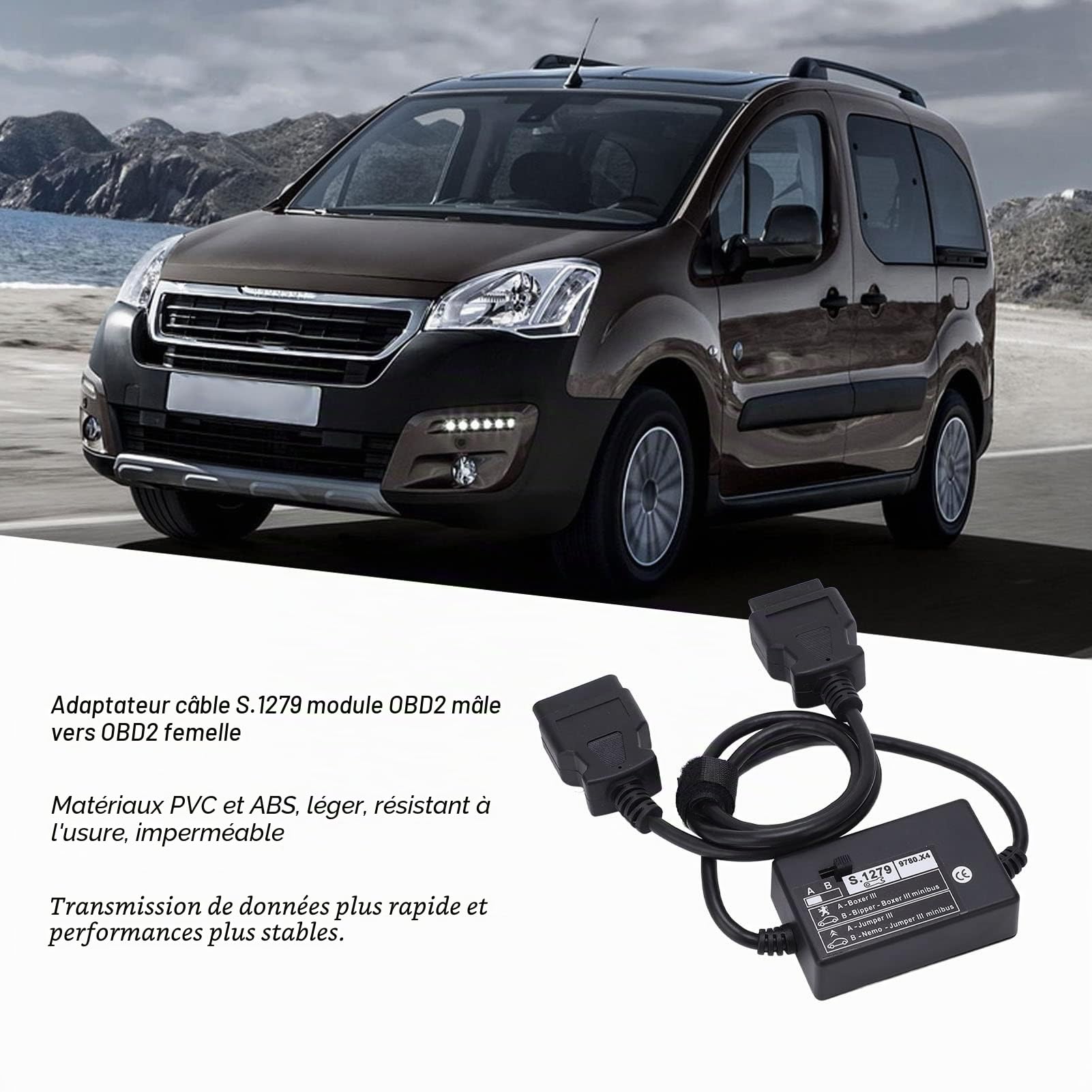 CHICIRIS Câble D'extension de Diagnostic OBD Adaptateur OBD2 Mâle à Femelle S.1279 S1279 Module-S1279
