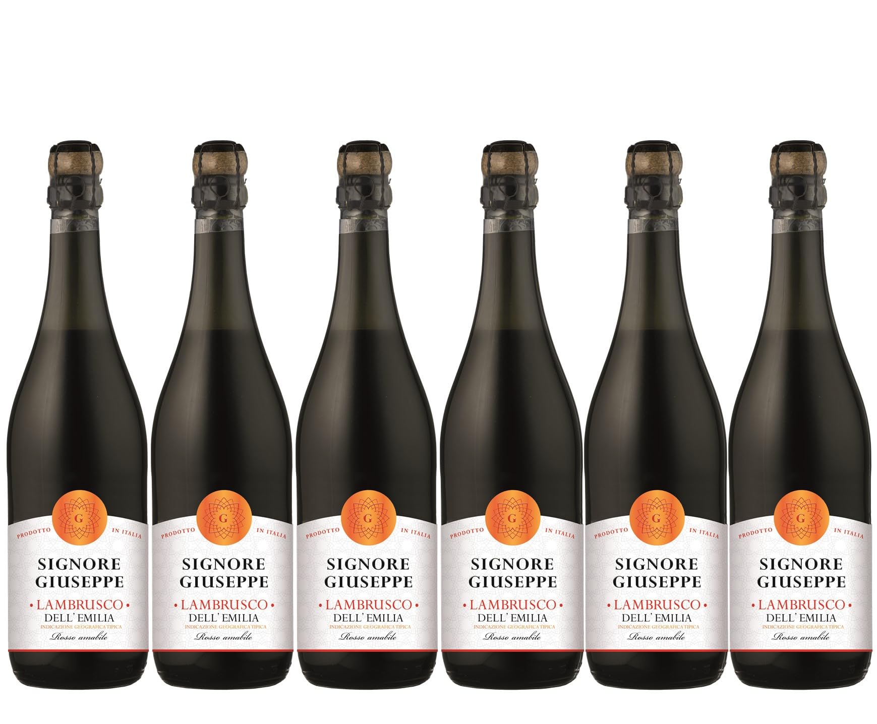 Signore Giuseppe - Lambrusco Rosso Dell' Emilia, Vin rouge italien pétillant (6 x 0,75L)