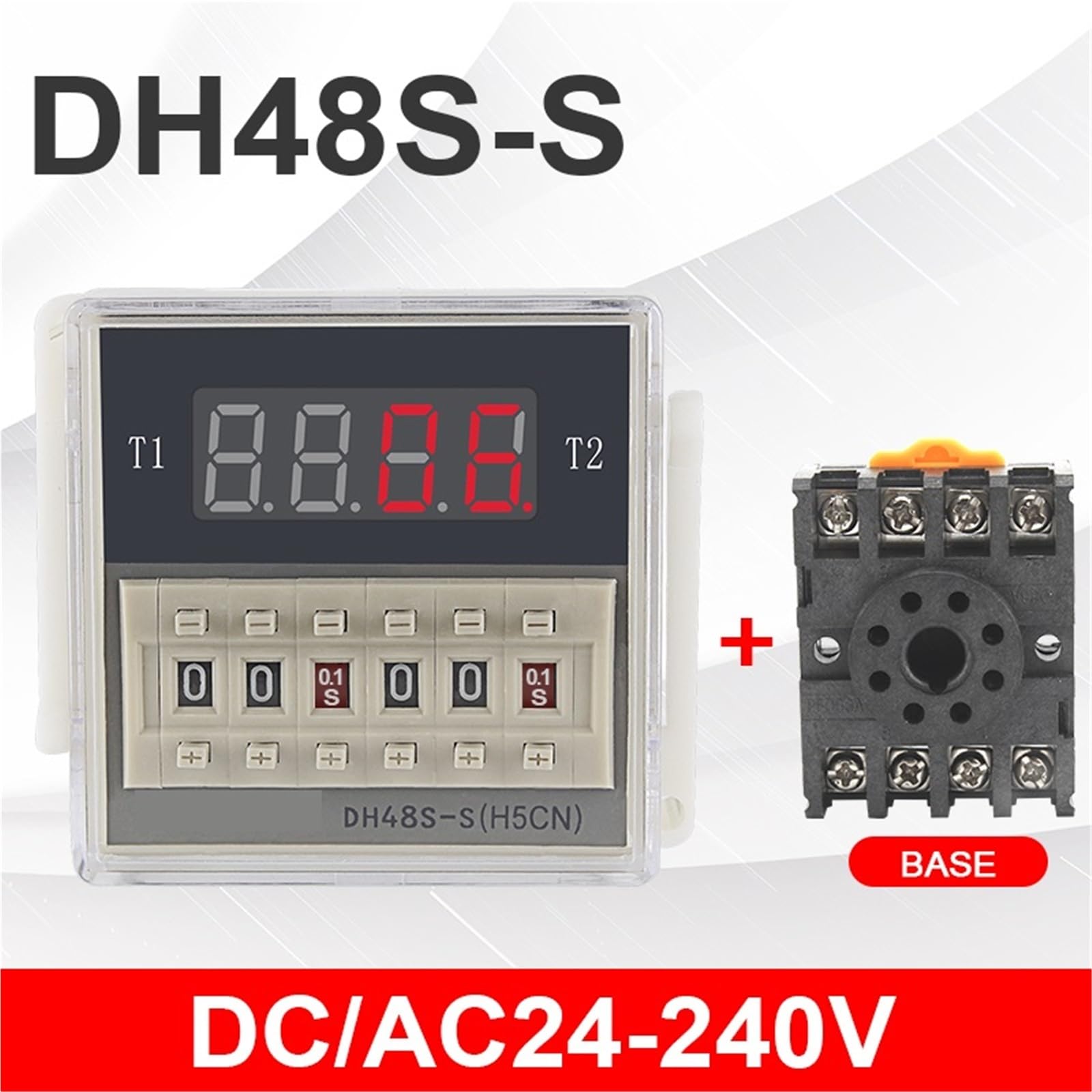 1 Unidad de Interruptor de relé Temporizador programable LED Digital DH48S-S 0,1 S-99H Base de Enchufe AC/DC 12V 24V 36V 110V 220V 380V Temporizador de Ciclo de repetición(DCAC24-240V)