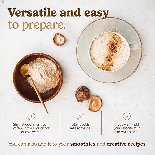 Vista 4 de Café de hongos orgánico instantáneo 10 en 1 certificado por el USDA, café instantáneo de hongos tostado oscuro brasileño para una mejor energía