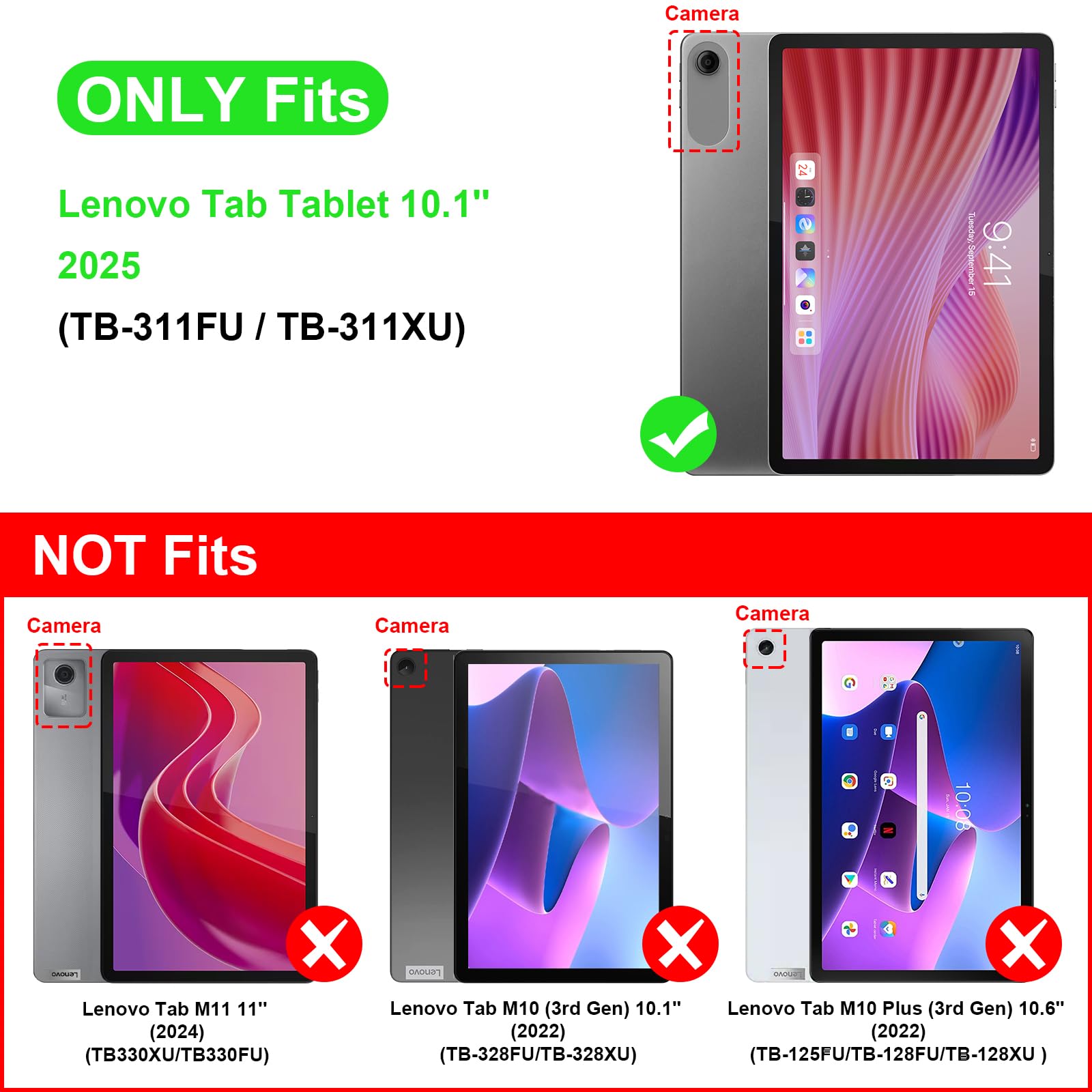 FINTIE Etui dla Lenovo Tab 10,1 cala 2025 (TB-311FU / TB-311XU), ultracienkie, ze sztucznej skóry, z funkcją automatycznego wyłączania, funkcją podstawki, kolor niebieski jasny