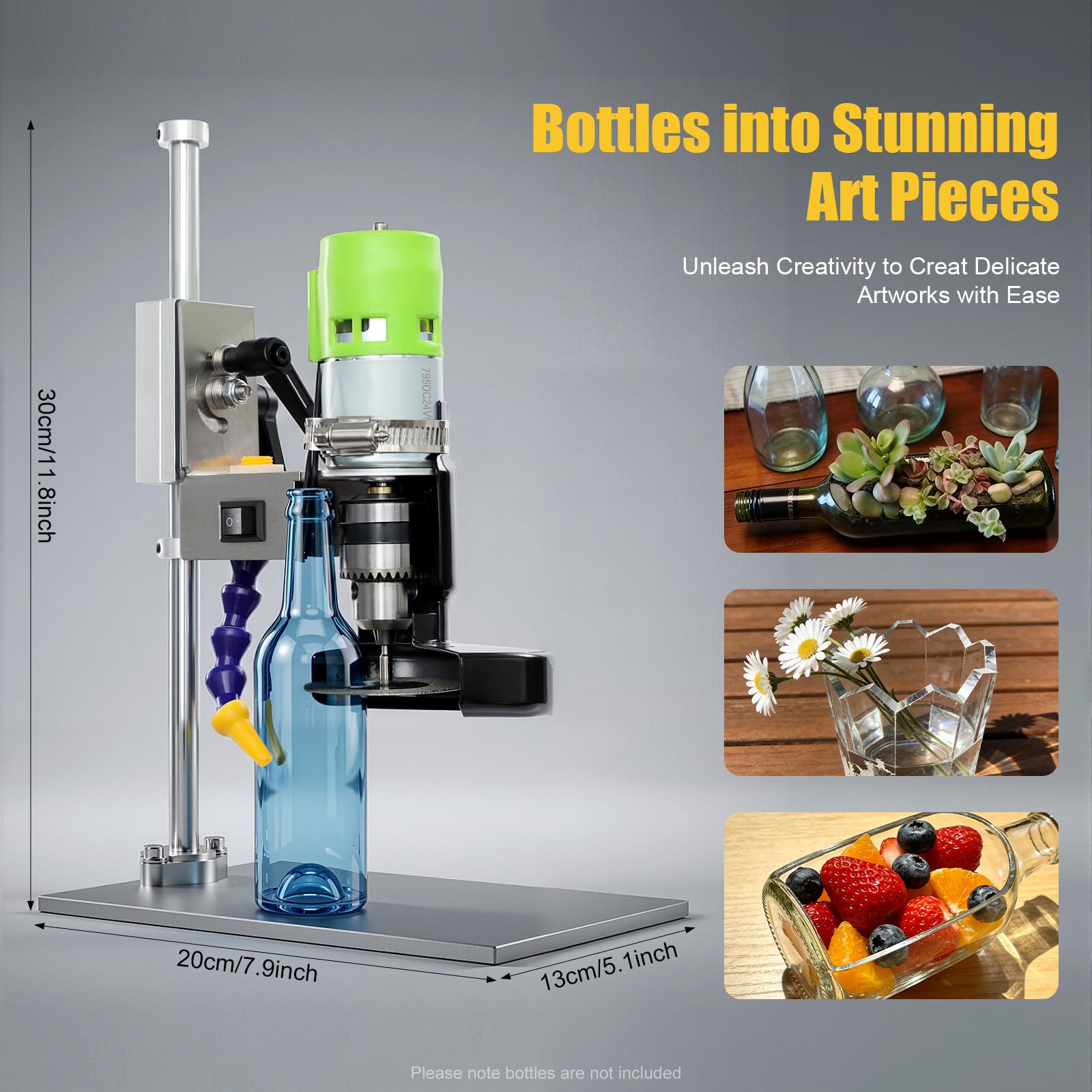 SHZICMY Elektrische Glasflaschenschneidemaschine, 150 W Glasschneider Einstellbare Geschwindigkeit 2000-6000r/min Flaschenschneider Set für Weinflaschen/Seeglas/Kunsthandwerk/DIY Blumentopf
