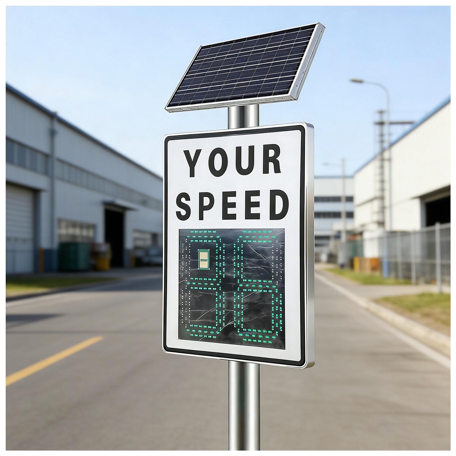 Cielobloen Multicolor 23.6×35.4Inch Solar Radar Feedback Speed Limit Sign, Speed Radar Sign And Led Speed Limit Sign, 13.3X21.6 Inch Solar Panel, Ip65, Red/Green Led, 100K Hrs Lifespan, For Industrial Parks