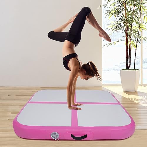 Miniatura 2 de Inflatable Gymnastics Mat Air Tumbling Mat Gymnastics Tumble Track Square 3.947.87 In Thickness Air Mats for Home UseTrainingCheerleadingWater Yoga