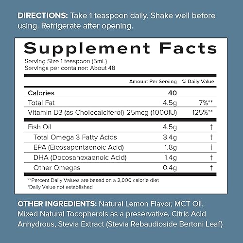 Miniatura 3 de Aceite de pescado de limón Super Omega 3  vitamina D de SFH  Altamente concentrado 3900 mg Omega 3  1000 IUs Vitamina D3  Abadejo de Alaska de