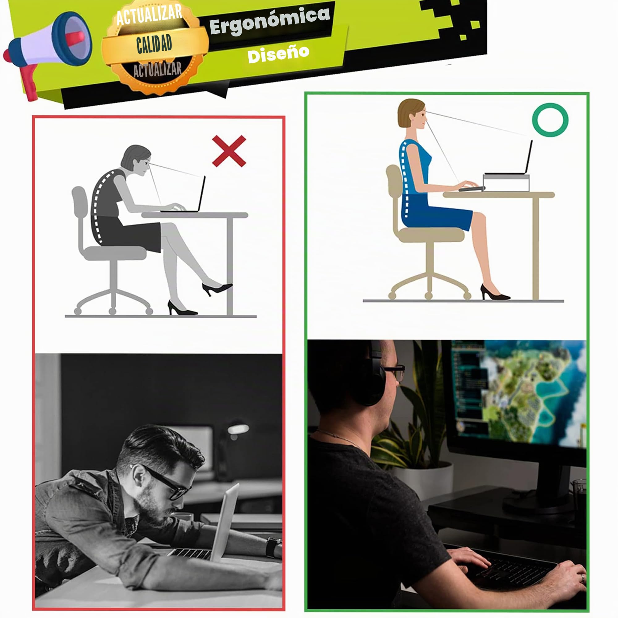ETHU Soporte para monitor doble, elevador de doble monitor, ajustable, organizador con soporte para teléfono y cajón, accesorios de oficina, altura regulable