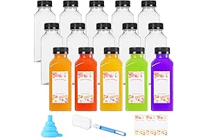 Novelinks 12oz Reusable Clear Plastic Bottles with Tamper-Proof Caps (15 Pack)