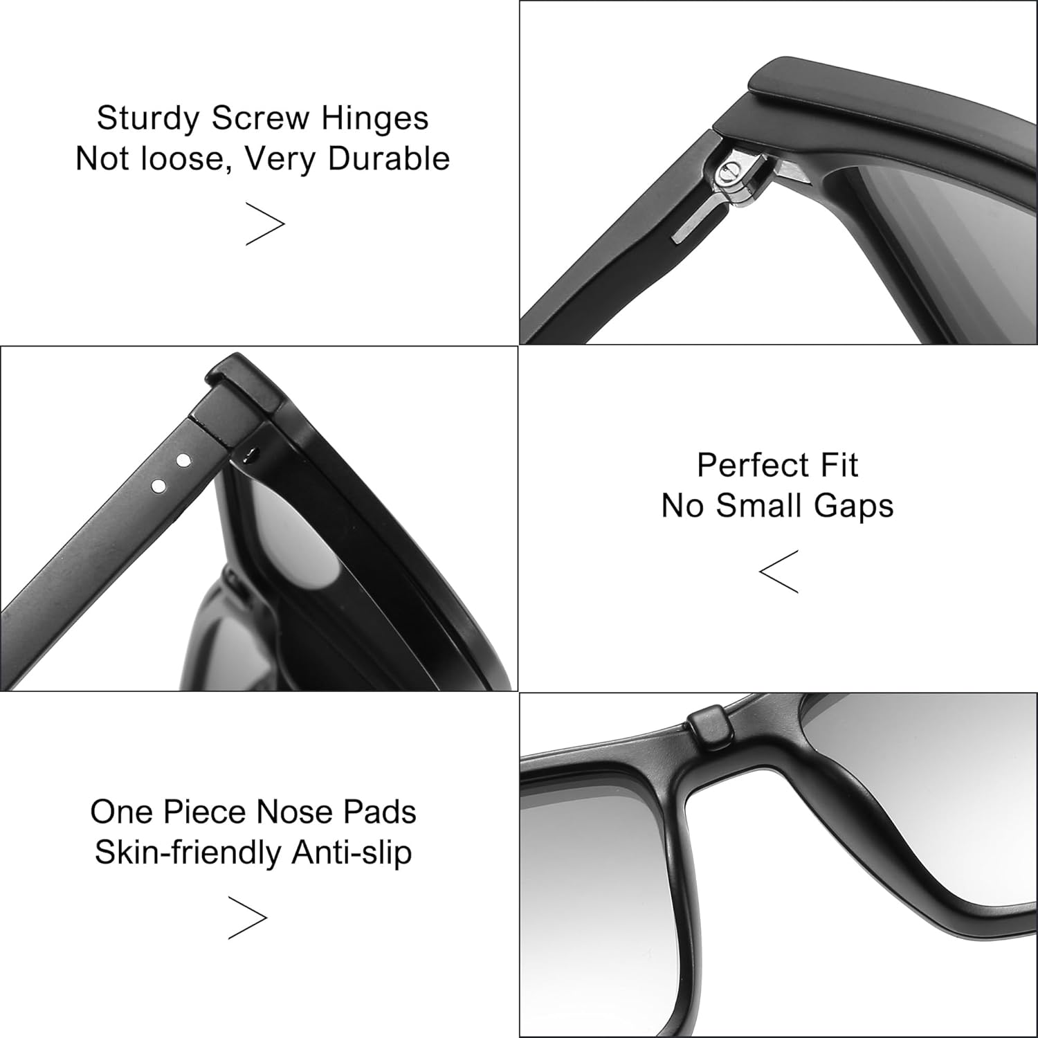 Rectangular Optical Glasses Eyewear Frame Men UV Protection Polarized Magnetic Clip on Sunglasses for Eyeglasses
