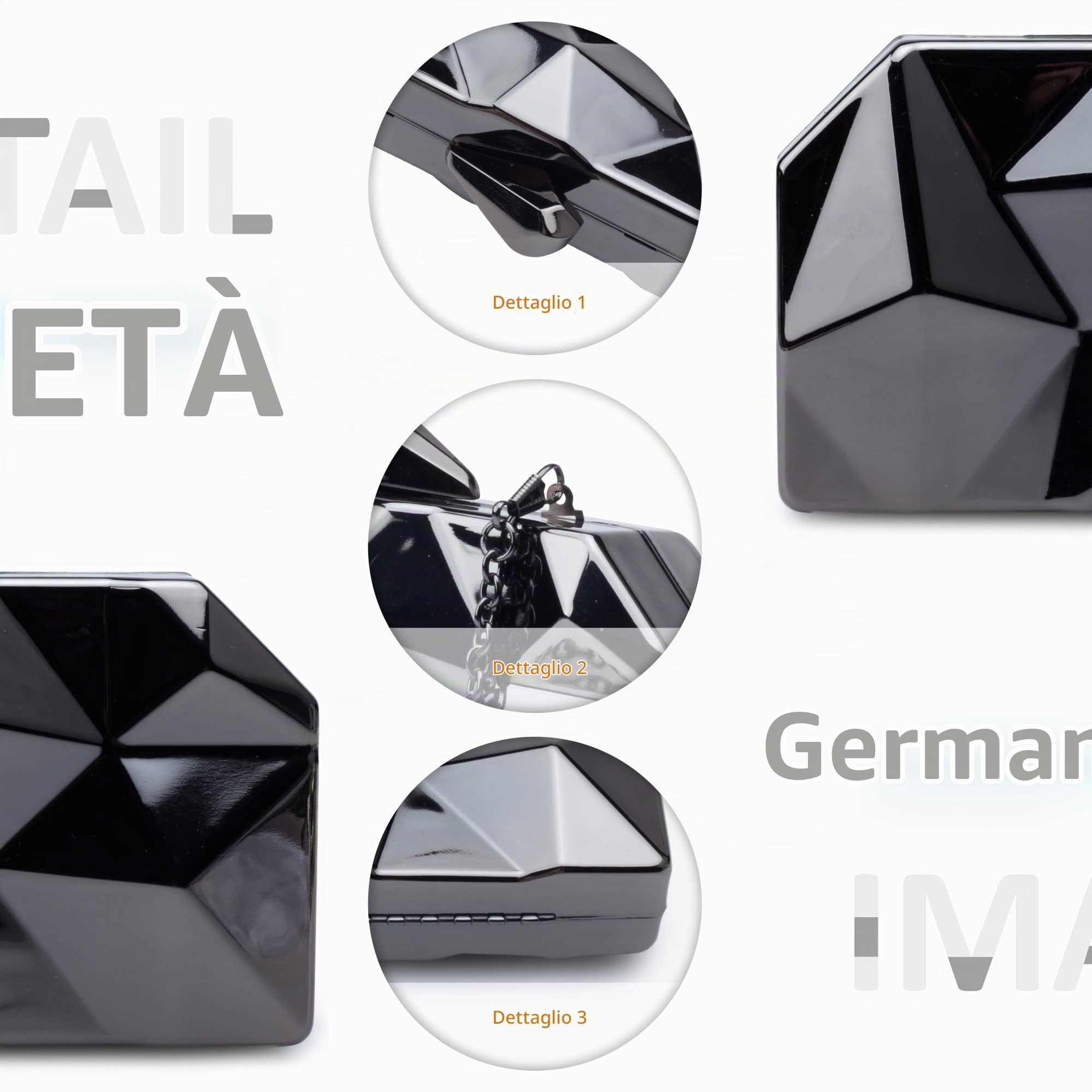 LHHMZ Pochette da sera in metallo geometrico da donna Borse a tracolla da sera piccole alla moda Pochette a scatola