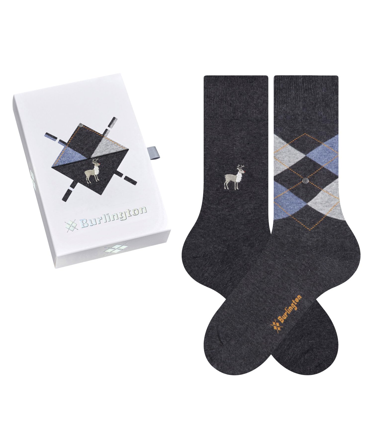 Burlington Men's Everyday X-Mas M So Cotton Patterned Socks 2 Pairs, Grey Mix 0070, 6.5-11
