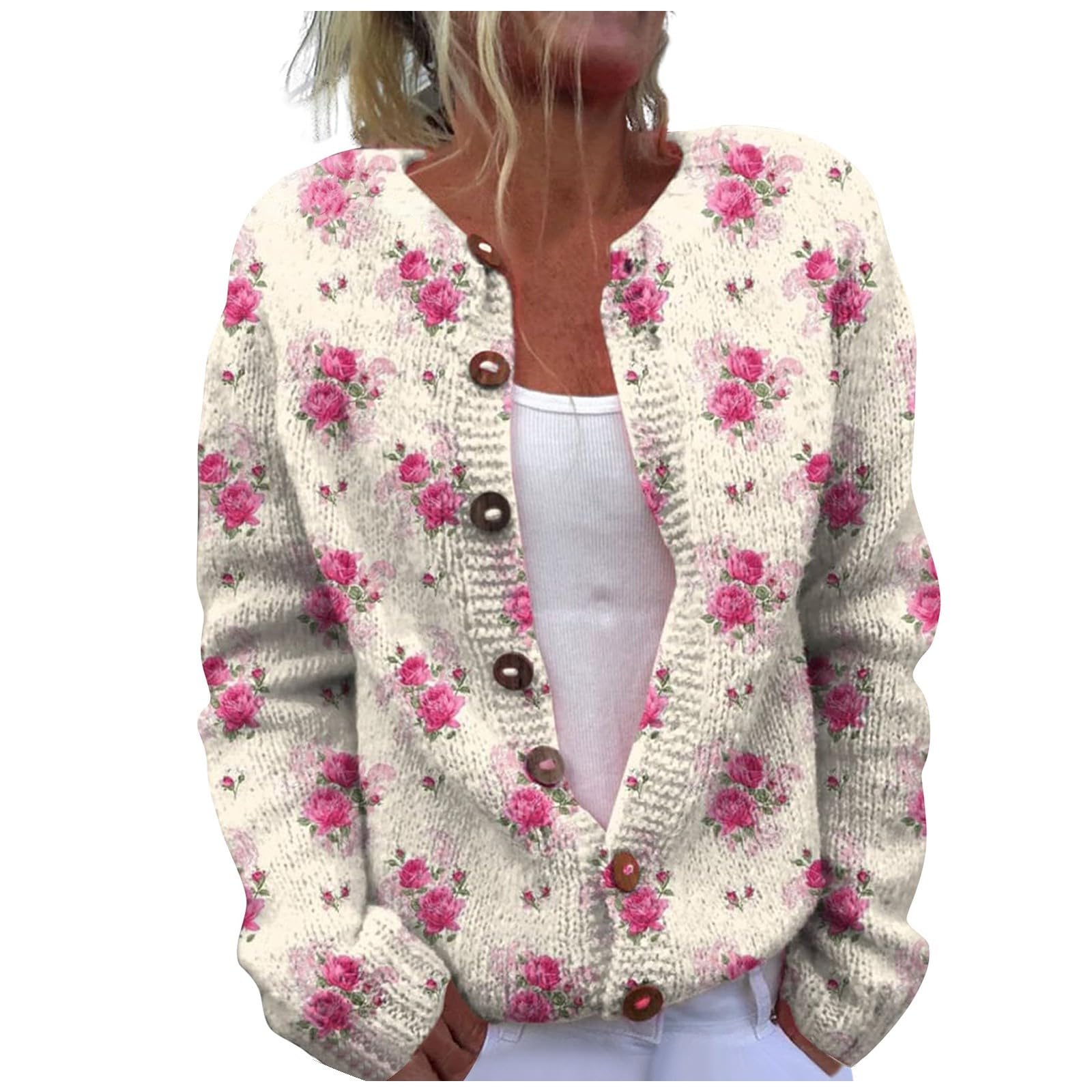 Generisch Cardigan corto da donna, a maniche lunghe, per l'autunno