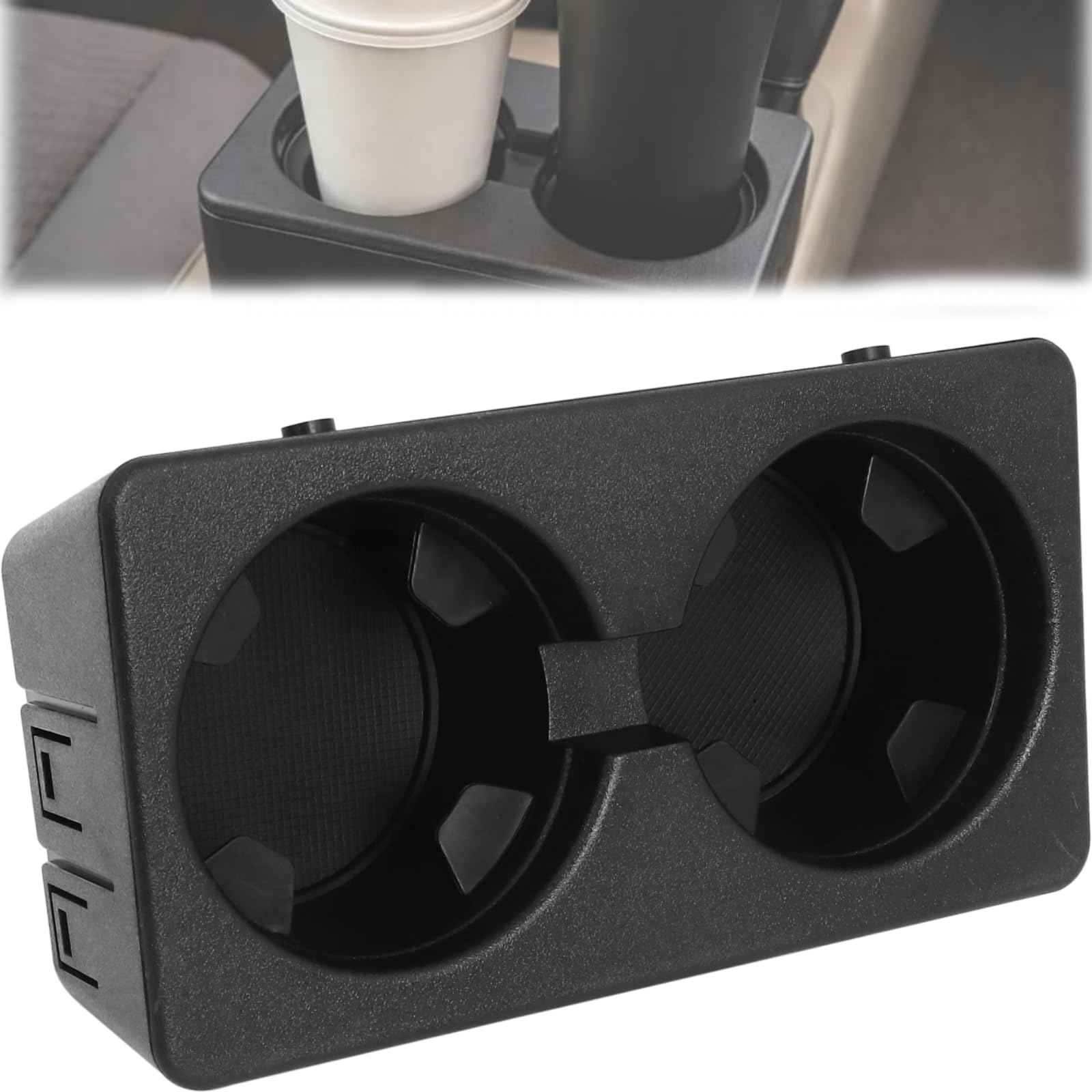 19154712 Cup Holder Compatible with 2007-2013 Chevy Silverado Avalanche Sierra 2007-2014 Suburban Tahoe Escalade - Floor Mounted Front Center Console Dual Beverage Drink Insert