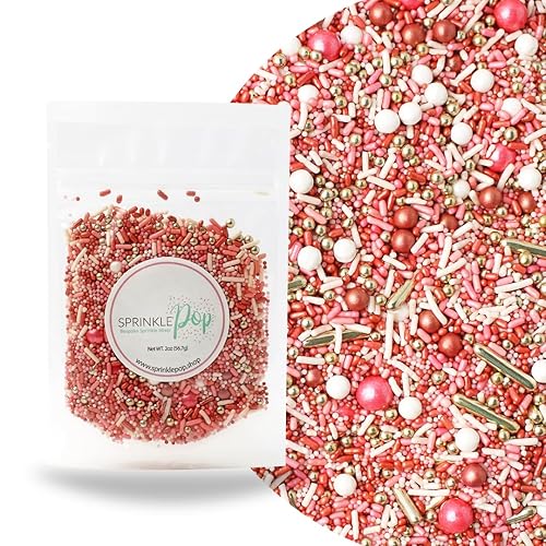 Mezcla vintage de color oro rosa  Mezcla de gránulos blancos de oro rosa con grageas metálicas doradas de Sprinkle Pop Gránulos de San Valentín para