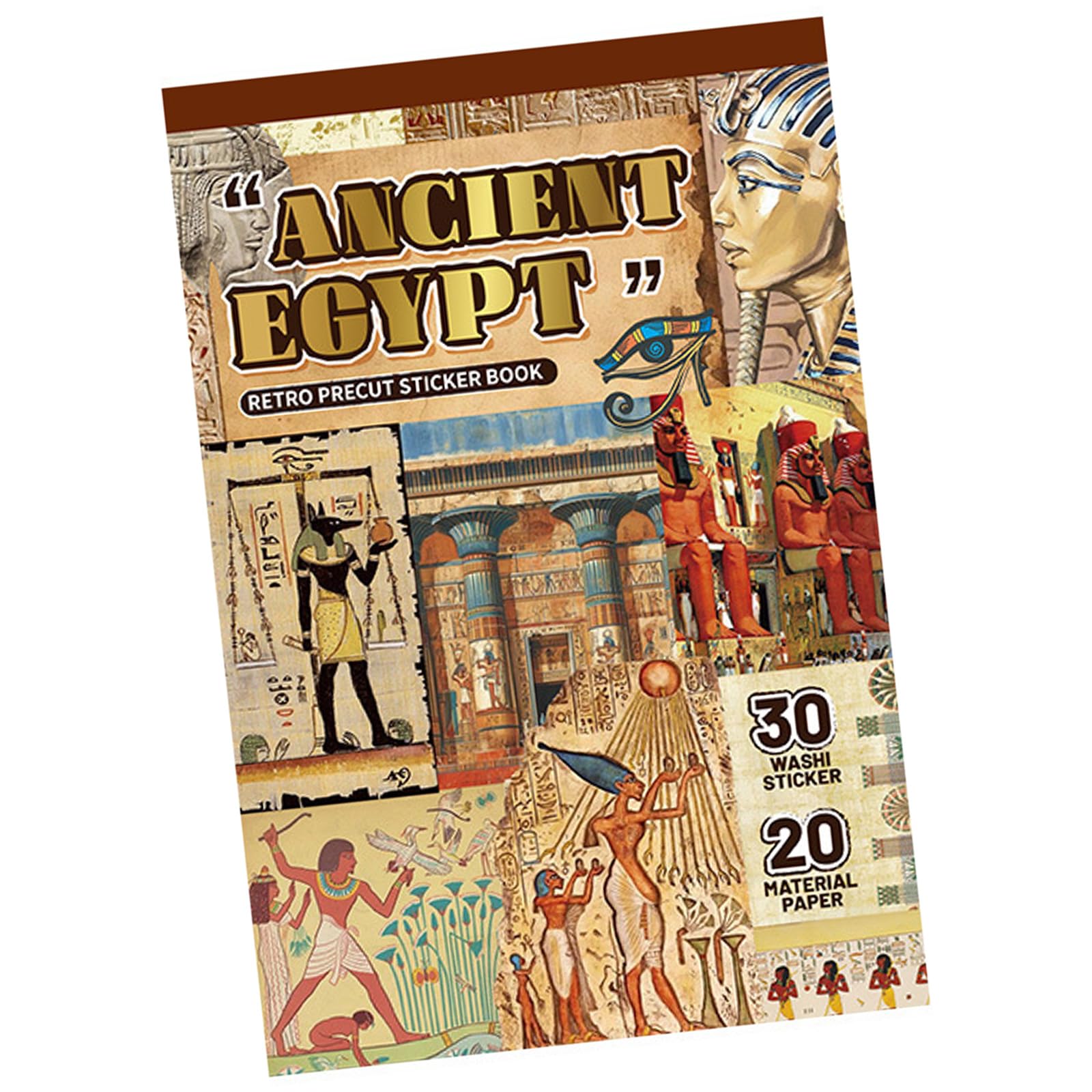 Qcbuegof Retro Egyptian Pattern Sticker Scrapbooking Decorative Paper Journal Planner Notebook Photo Album Craft Project Stationery Supplies