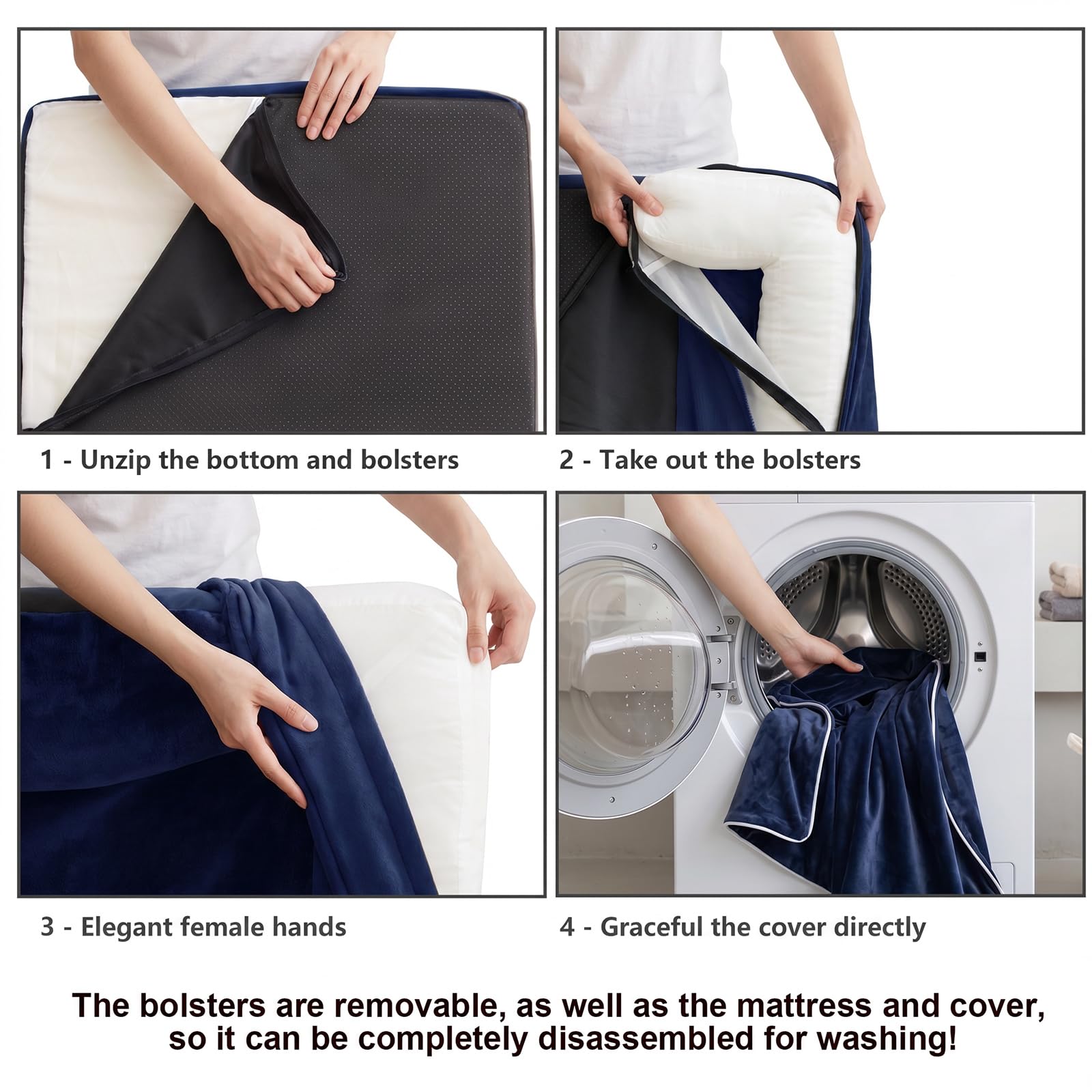 WAVVE Legowisko dla dużych psów, 112 x 81 cm, ortopedyczne, nadaje się do prania, z pianką z pamięcią kształtu i pianką do jajek, nadaje się do prania, wodoodporne, antypoślizgowe, z marginesem
