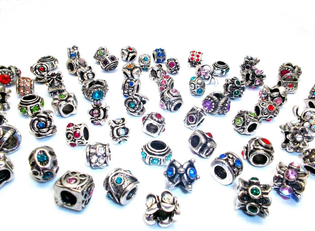 Charm Buddy 10 x Mixed Rhinestone Tibetan Spacer Beads To Fit Pandora Style Charm Bracelets