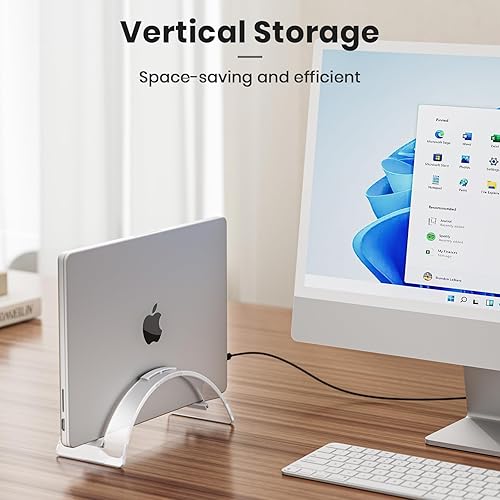 Miniatura 2 de Soporte vertical acrílico para computadora de escritorio, base invisible de acrílico para laptop, soporte vertical para laptop, organizador de