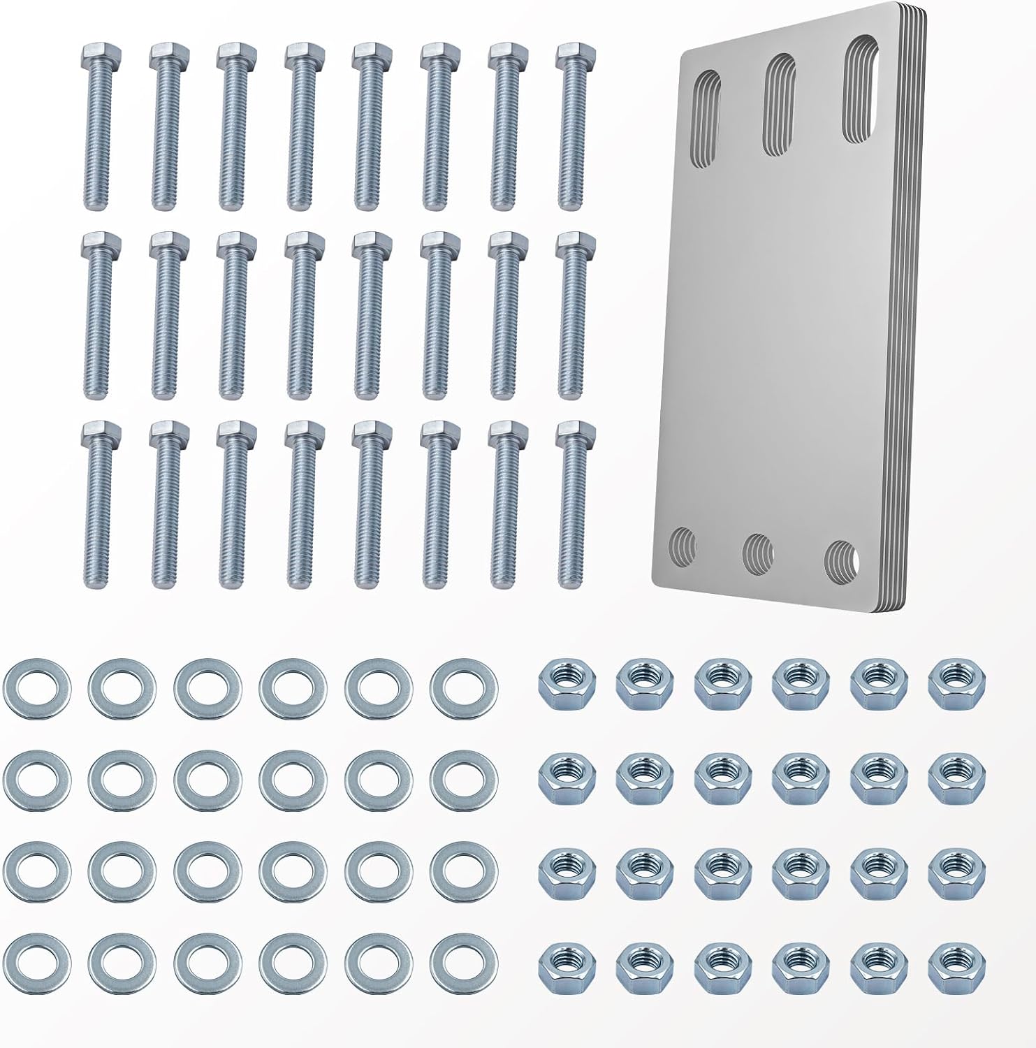 6 Pcs E Track Backing Plate Installation Kit Heavy Duty E-Track Rail Accessories with Bolts, Nuts and Washers for Trucks, Trailers, Wooden Floors