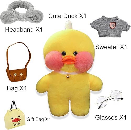 Miniatura 2 de LALAFANFAN Peluche de pato kawaii con gafas 567891011121314 años amarillo gris