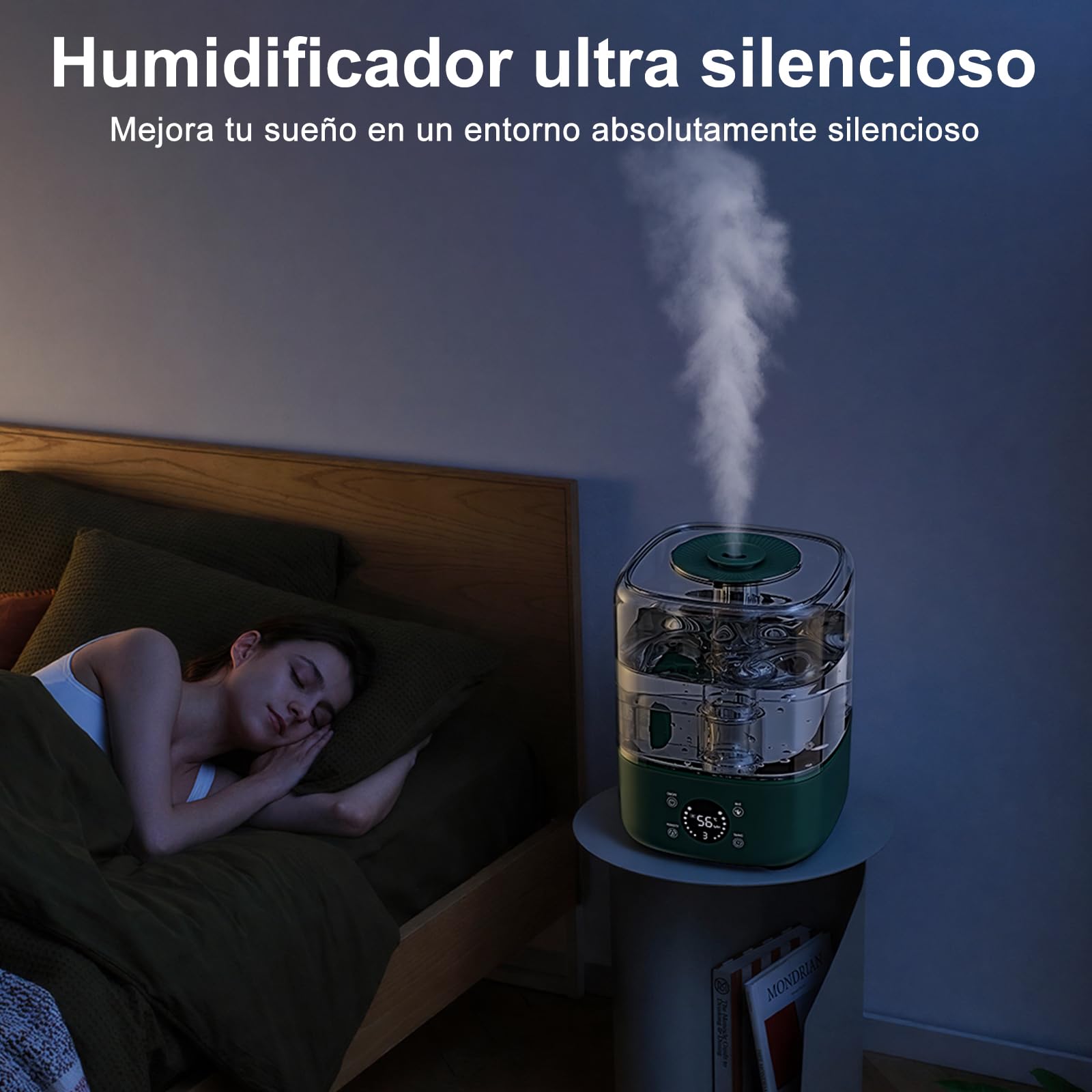 Humidificador de aire 5L Boquilla 360° Bandeja de Aroma verde