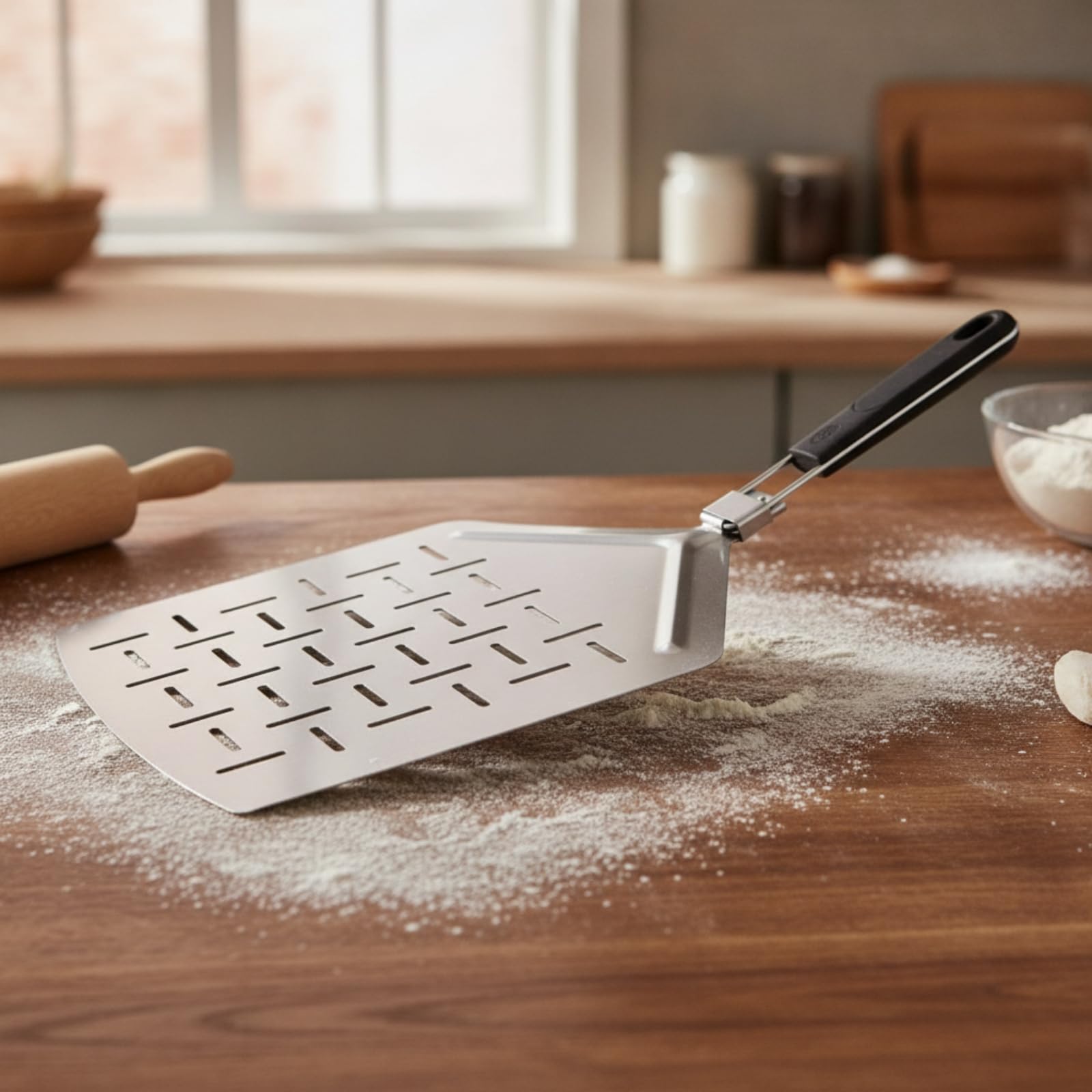 Baoblaze Paletta per Pizza Paletta Pala Spatola Alza Pizza in Acciaio Inox con Scorrimento Sotto Impasti E Manico Salvaspazio Pieghevole Adatta a, style to 1