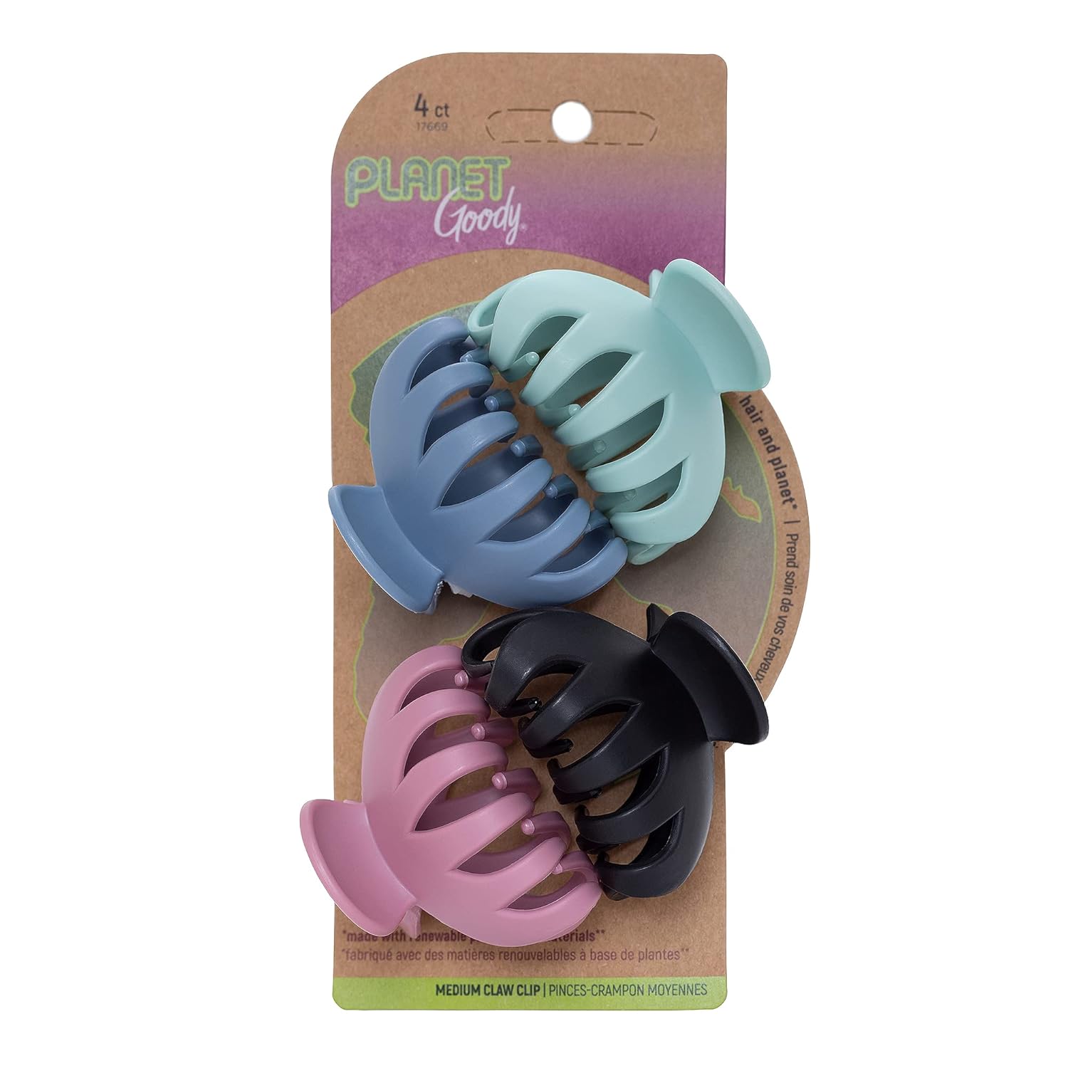 Planet Goody Spider Claw Hair Clip, 4-Count - Assorted Bright Colors - Medium to Long Hair - Long-lasting & Will Not Slip - Pain-Free Hair Accessories for Women, Men, Boys & Girls - All Hair Types : Beauty & Personal Care